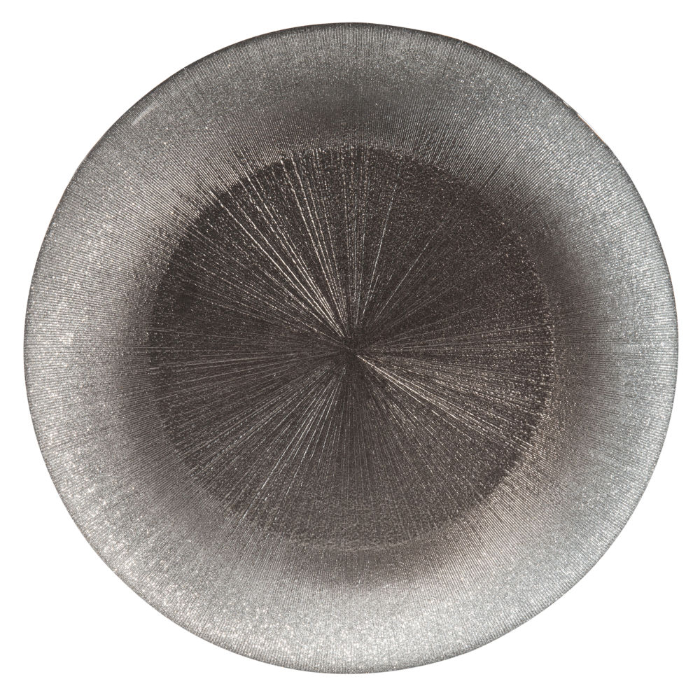 Assiette de présentation en verre gris D 33 cm