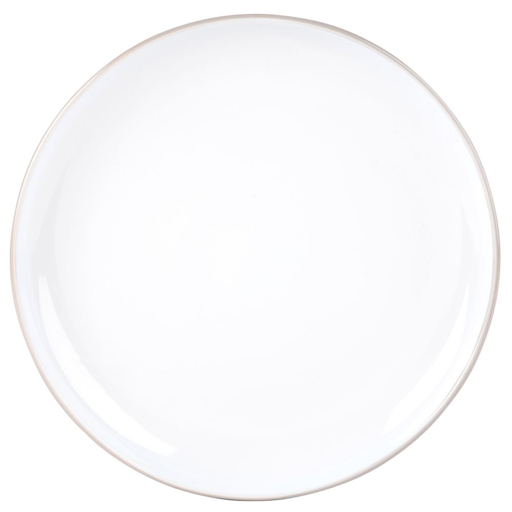 Assiette plate en faïence blanche et grise
