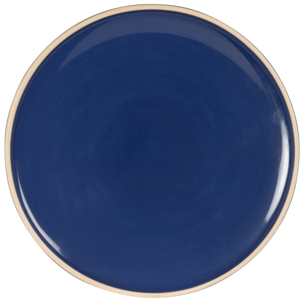 Assiette plate en faïence bleue