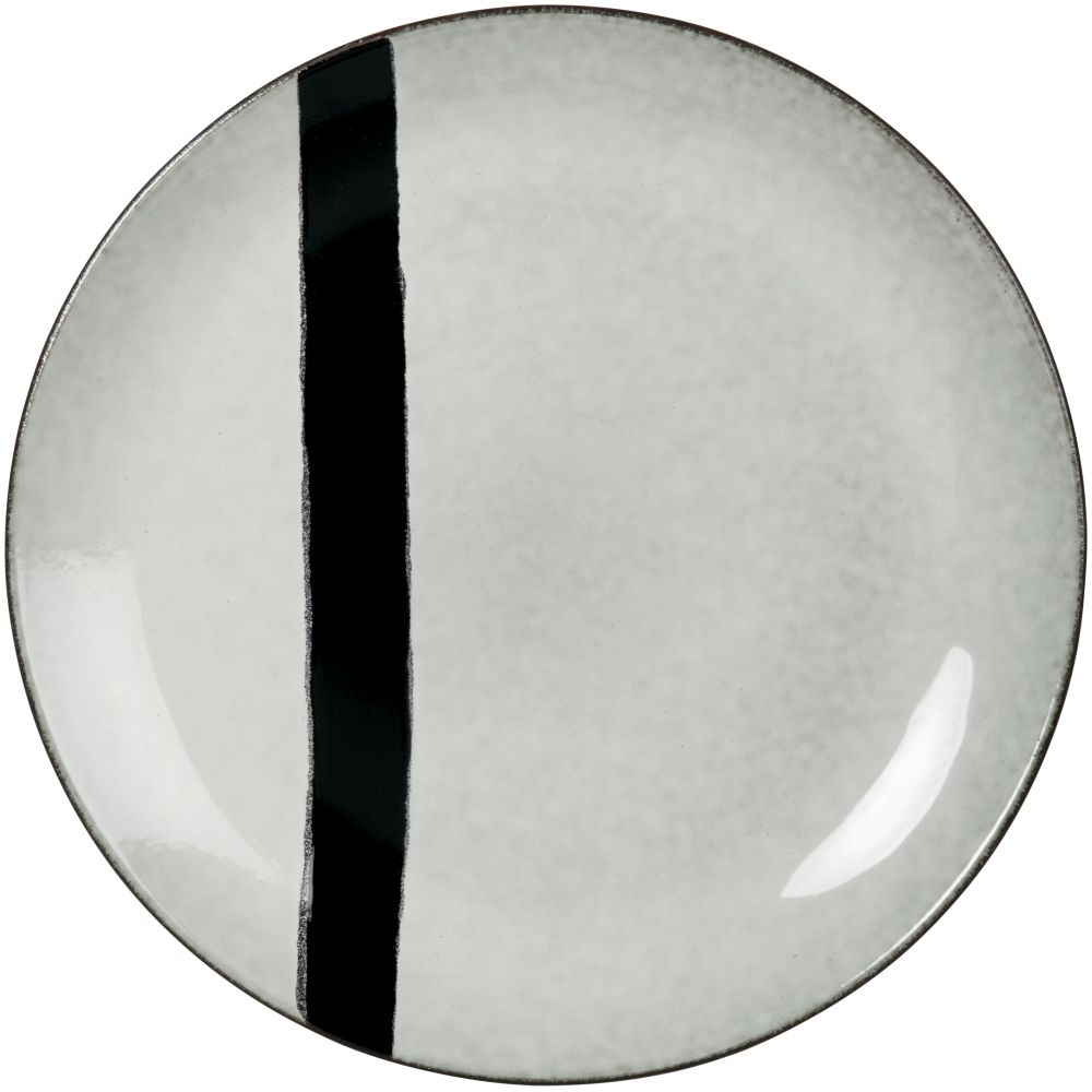 Assiette plate en grès gris et noir