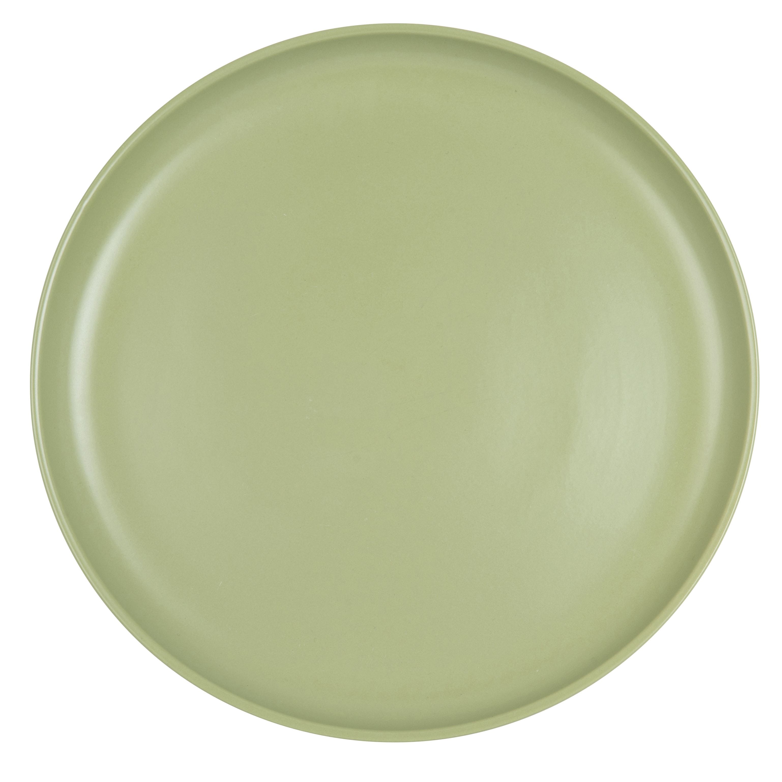assiette plate en grès vert