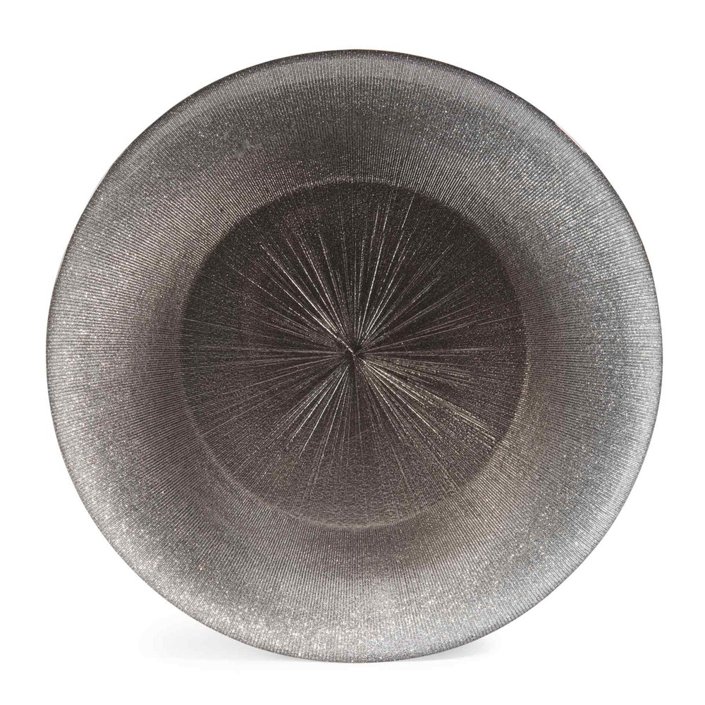 Assiette plate en verre gris D 28 cm