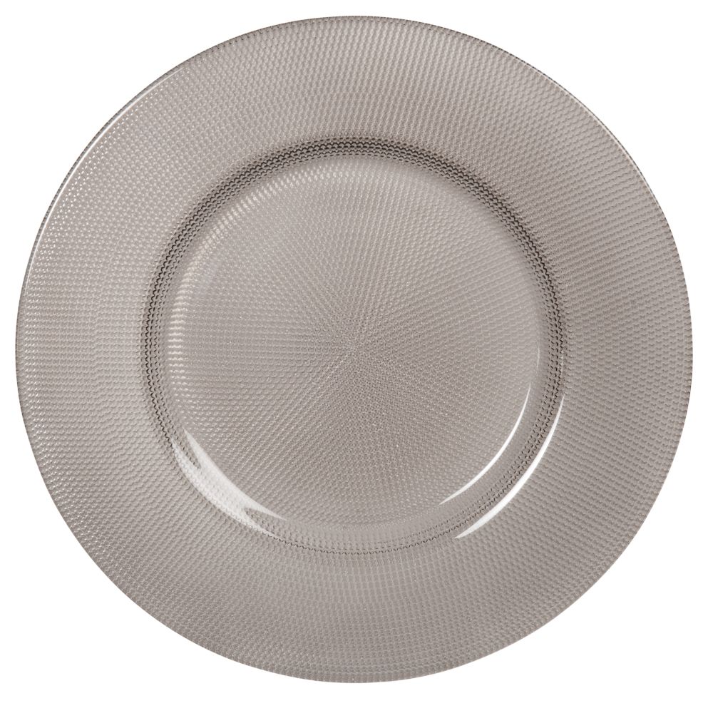 Assiette plate en verre teinté noir