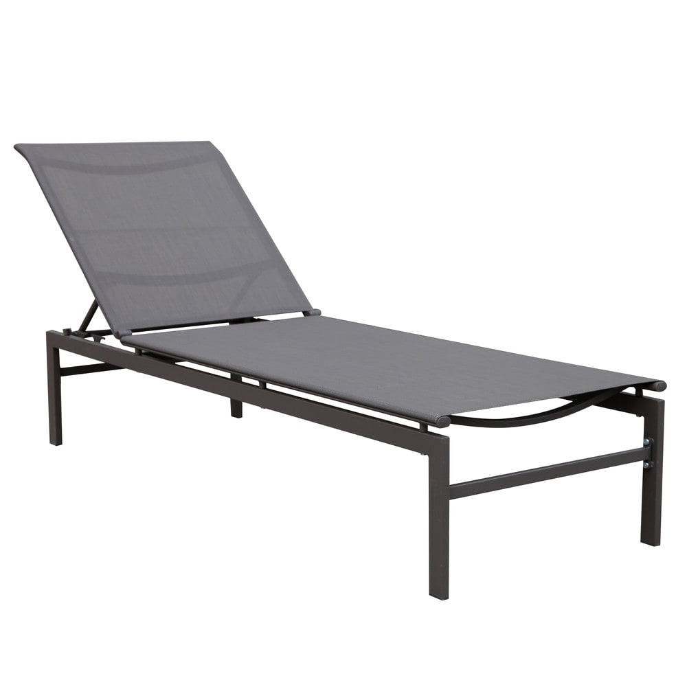 Bain de soleil en métal et toile plastifiée taupe Bain de soleil en métal et toile plastifiée taupe