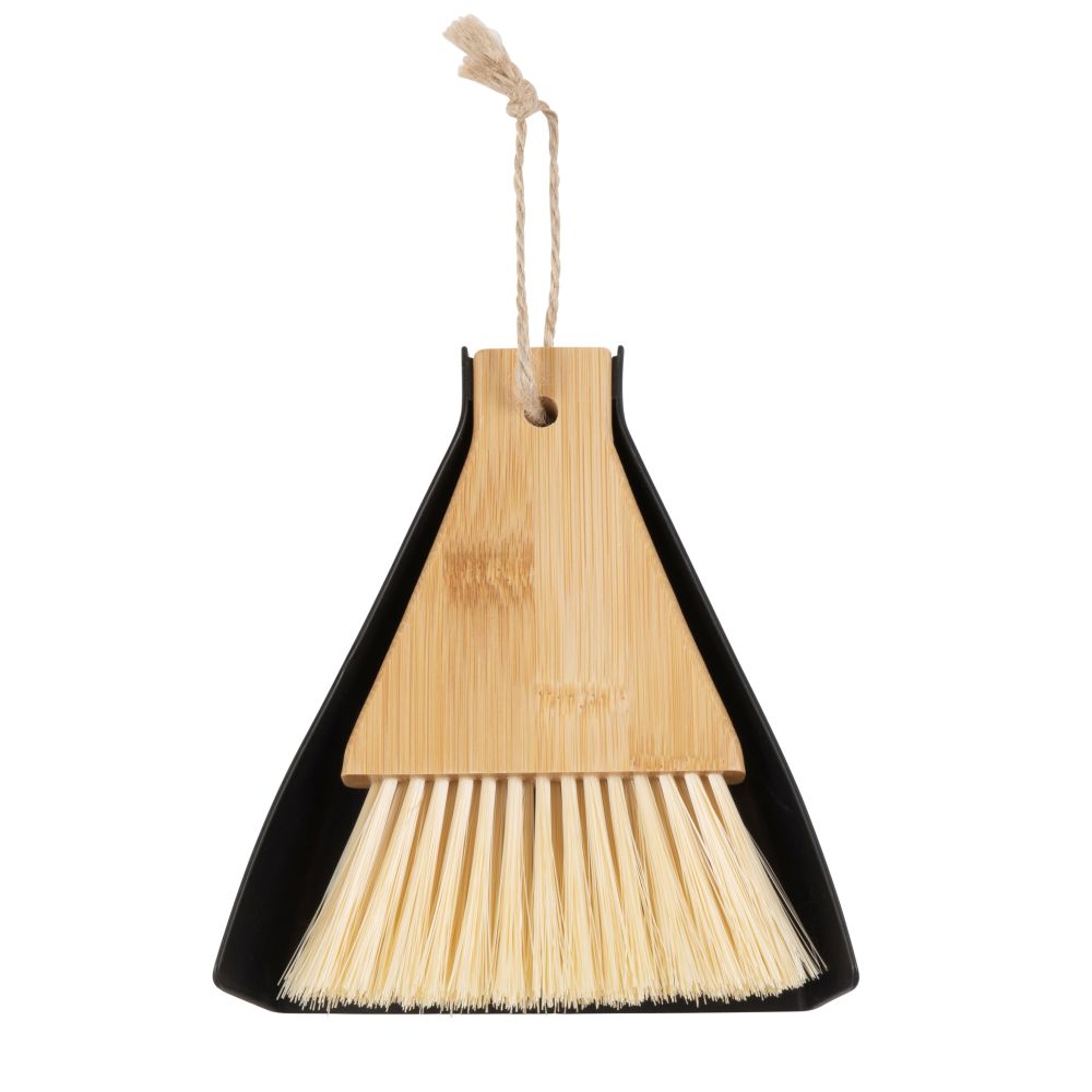 Balayette de table noire et pelle en bambou (photo) Balayette de table noire et pelle en bambou