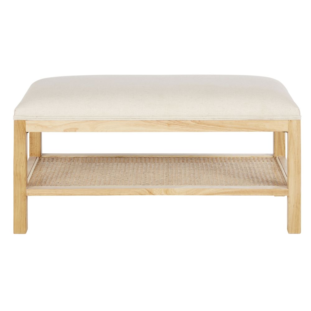 Banc en bois d'hévéa cannage en rotin Banc en bois d'hévéa cannage en rotin