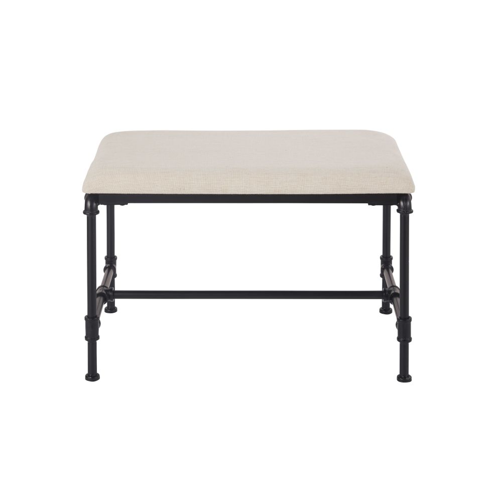 Banc en lin écru et métal noir (photo) Banc en lin écru et métal noir