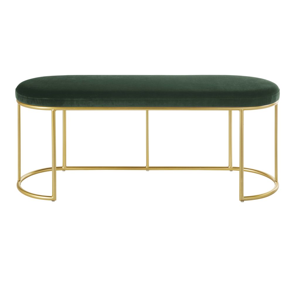 Banc en velours vert et métal doré Banc en velours vert et métal doré