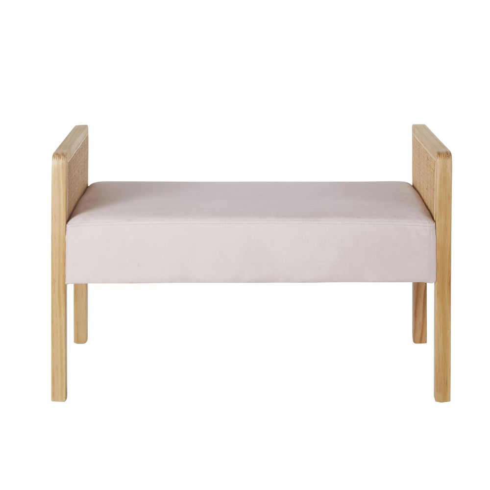 Banc rose poudré cannage en rotin Banc rose poudré cannage en rotin