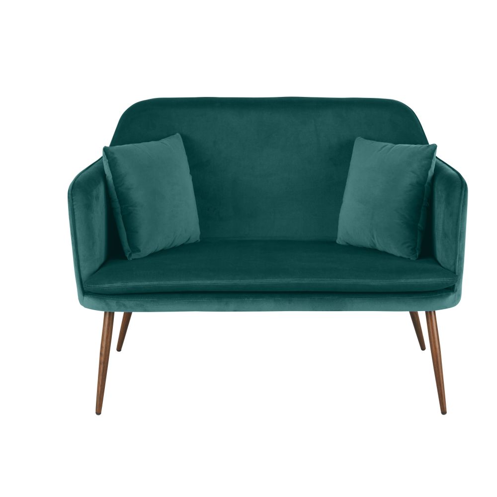 Banco de comedor de 2 plazas en terciopelo verde botánico Estilo vintage Terciopelo Maisons du monde