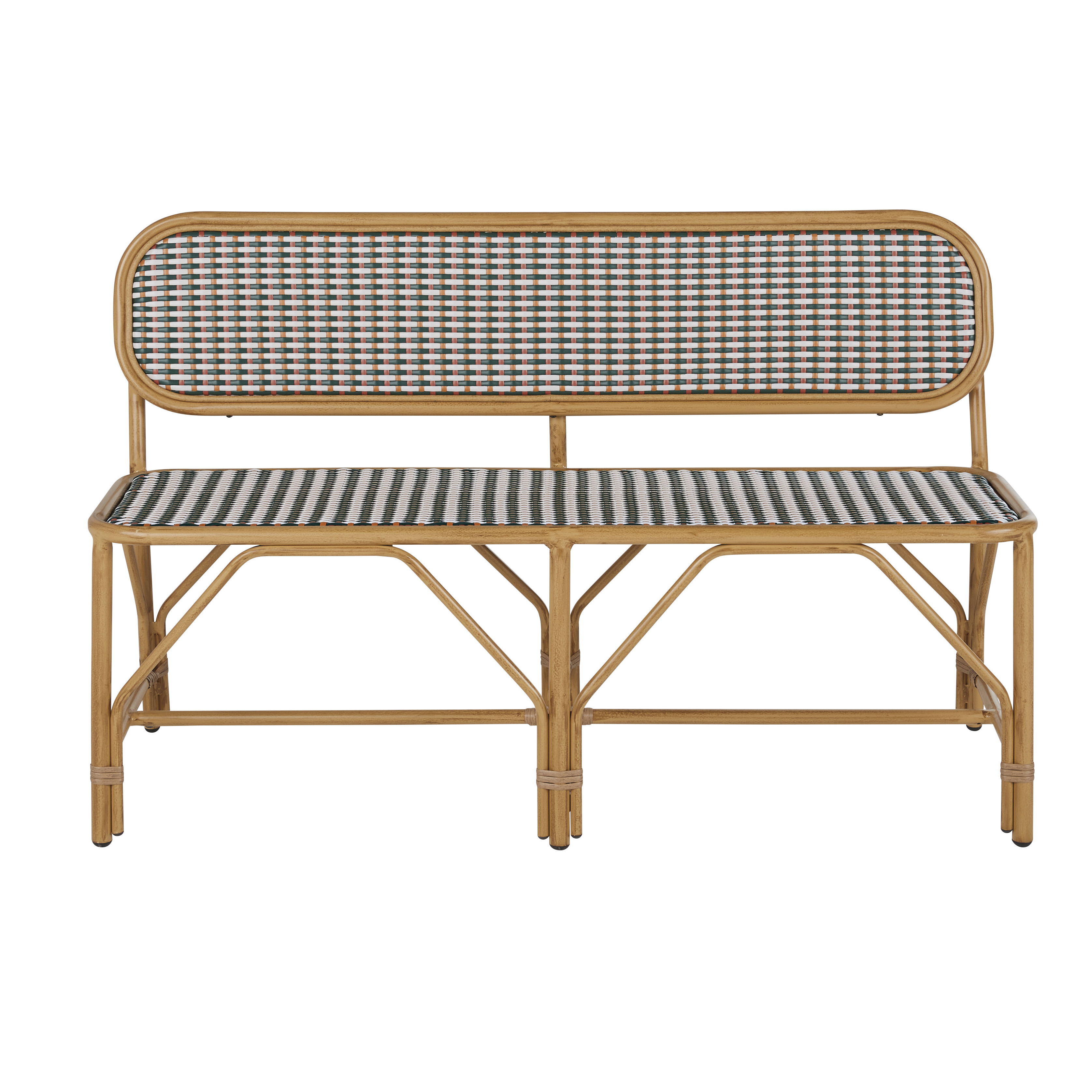 Banco de comedor de exterior profesional de aluminio efecto madera y resina trenzada multicolor Estilo contemporáneo Aluminio Maisons du monde