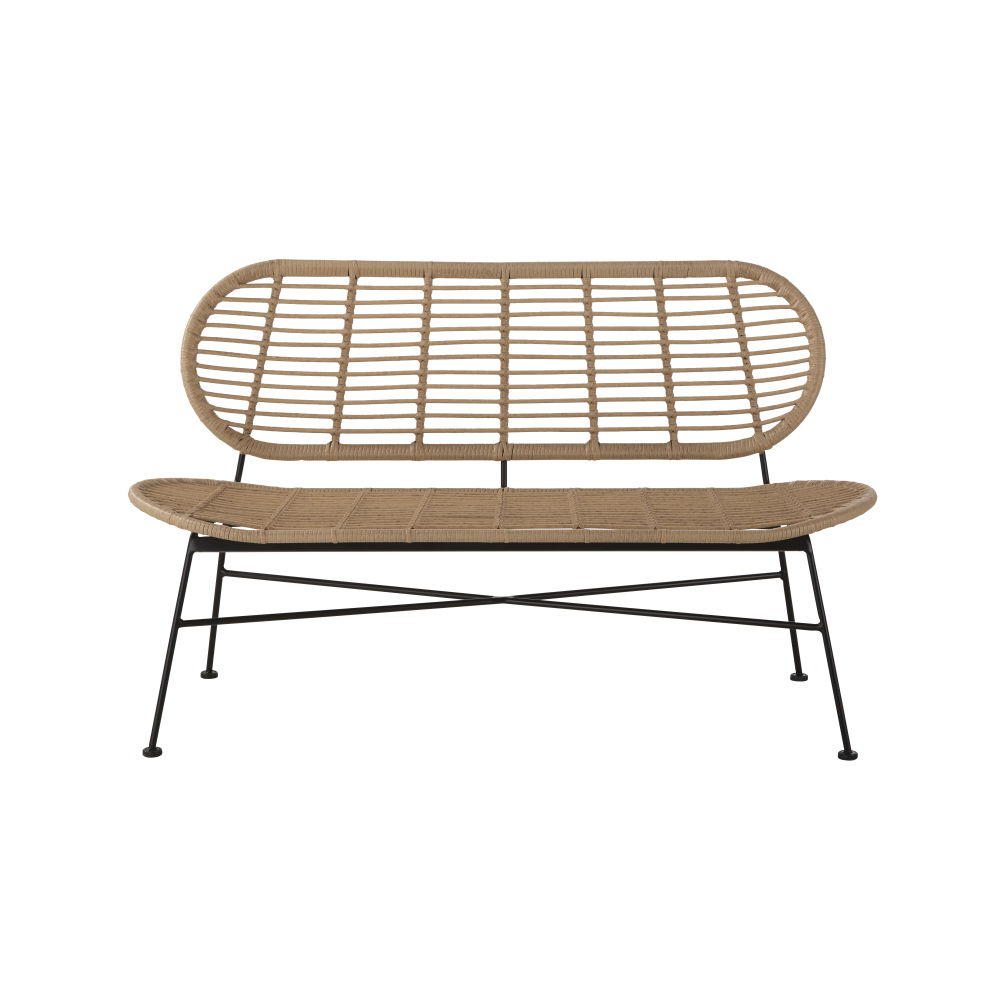Banco de jardín profesional de resina de imitación a ratán y metal negro EStilo exótico Maisons du Monde
