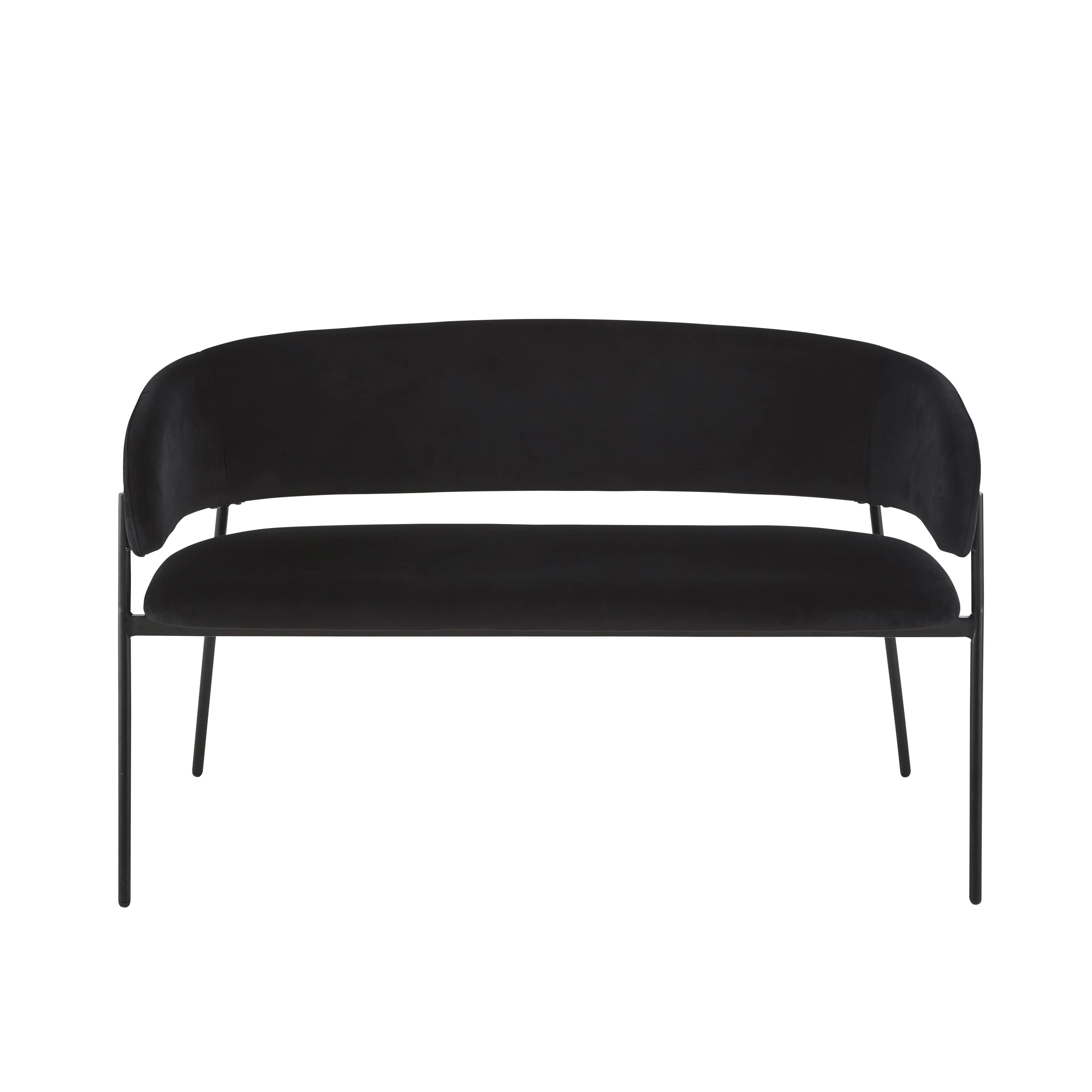 Banco profesional 2 plazas de terciopelo reciclado negro Estilo contemporáneo Terciopelo Maisons du monde