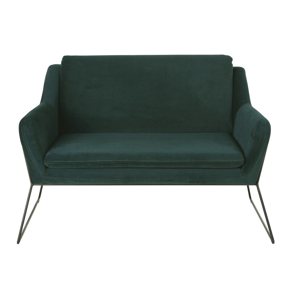Banquette 2 places en velours vert sapin (photo) Banquette 2 places en velours vert sapin