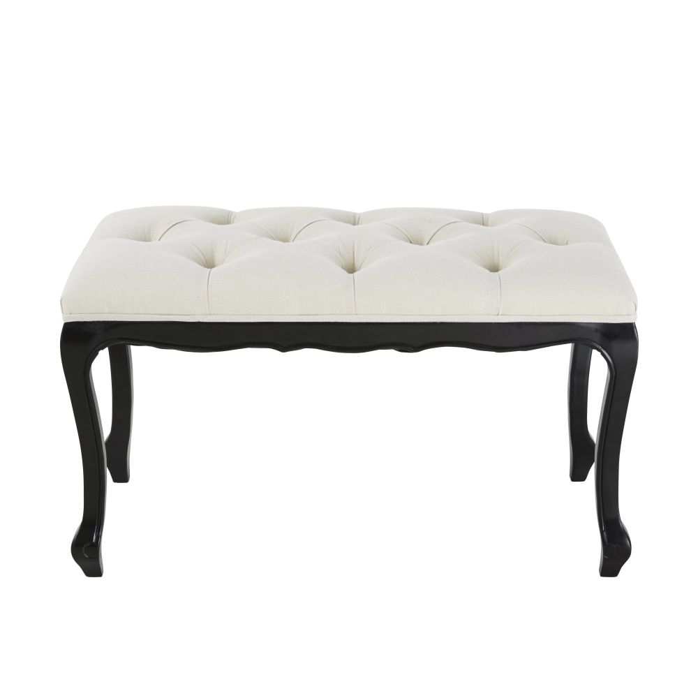 Banquette capitonnée écrue et noire (photo) Banquette capitonnée écrue et noire