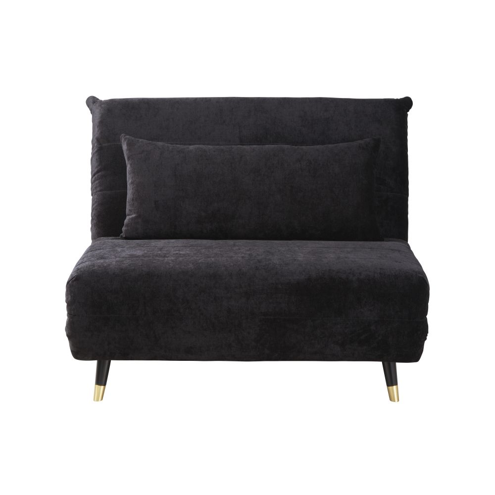 Banquette convertible 1 place en velours noir (photo) Banquette convertible 1 place en velours noir