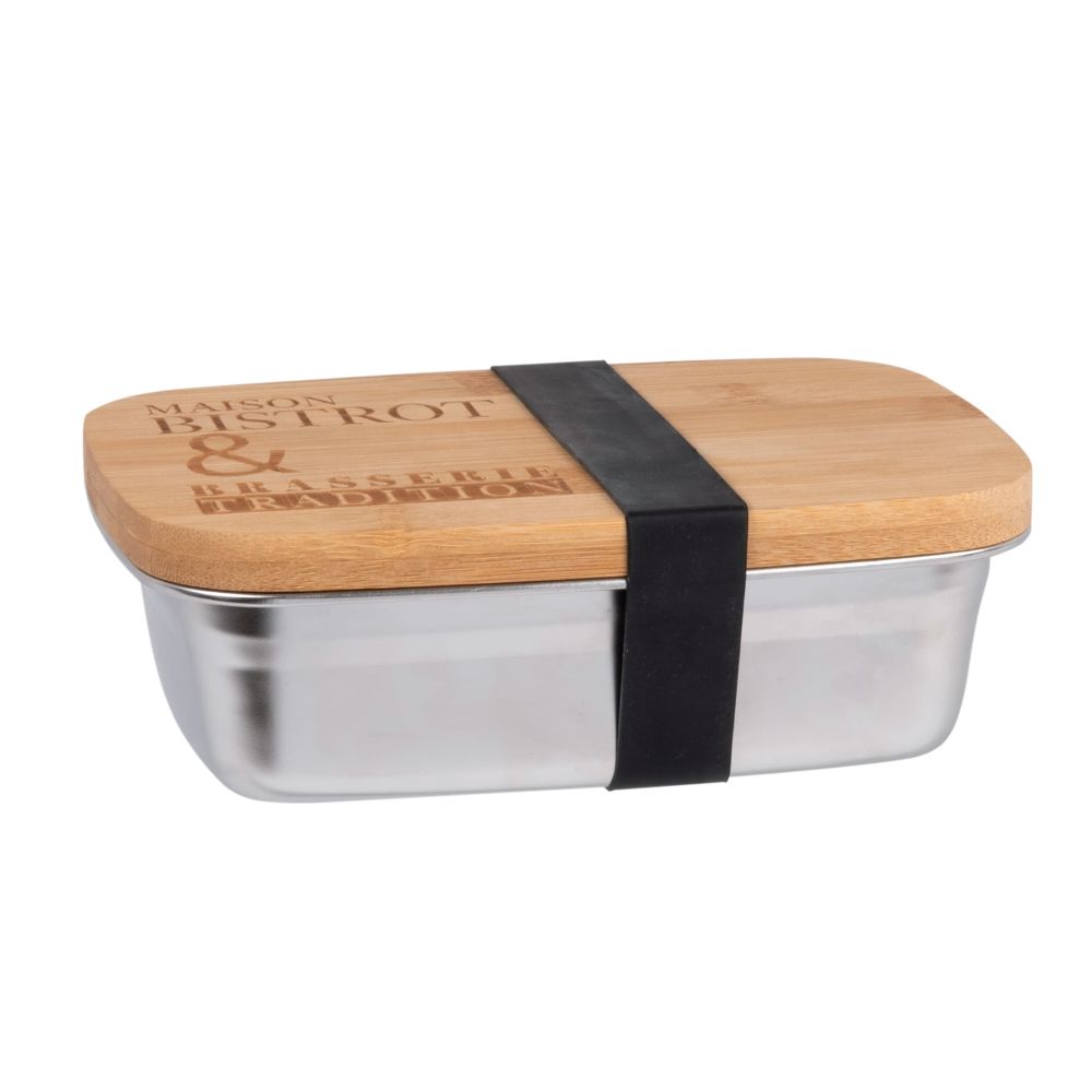 Bento en acier et couvercle en bambou (photo) Bento en acier et couvercle en bambou