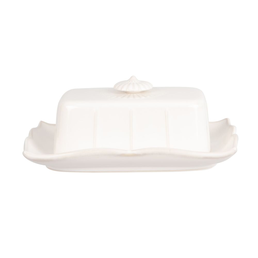 Beurrier en porcelaine blanche