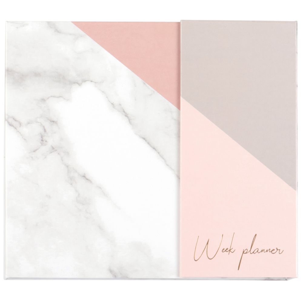 Bloc-notes imprimé marbre blanc, gris et rose (photo) Bloc-notes imprimé marbre blanc, gris et rose