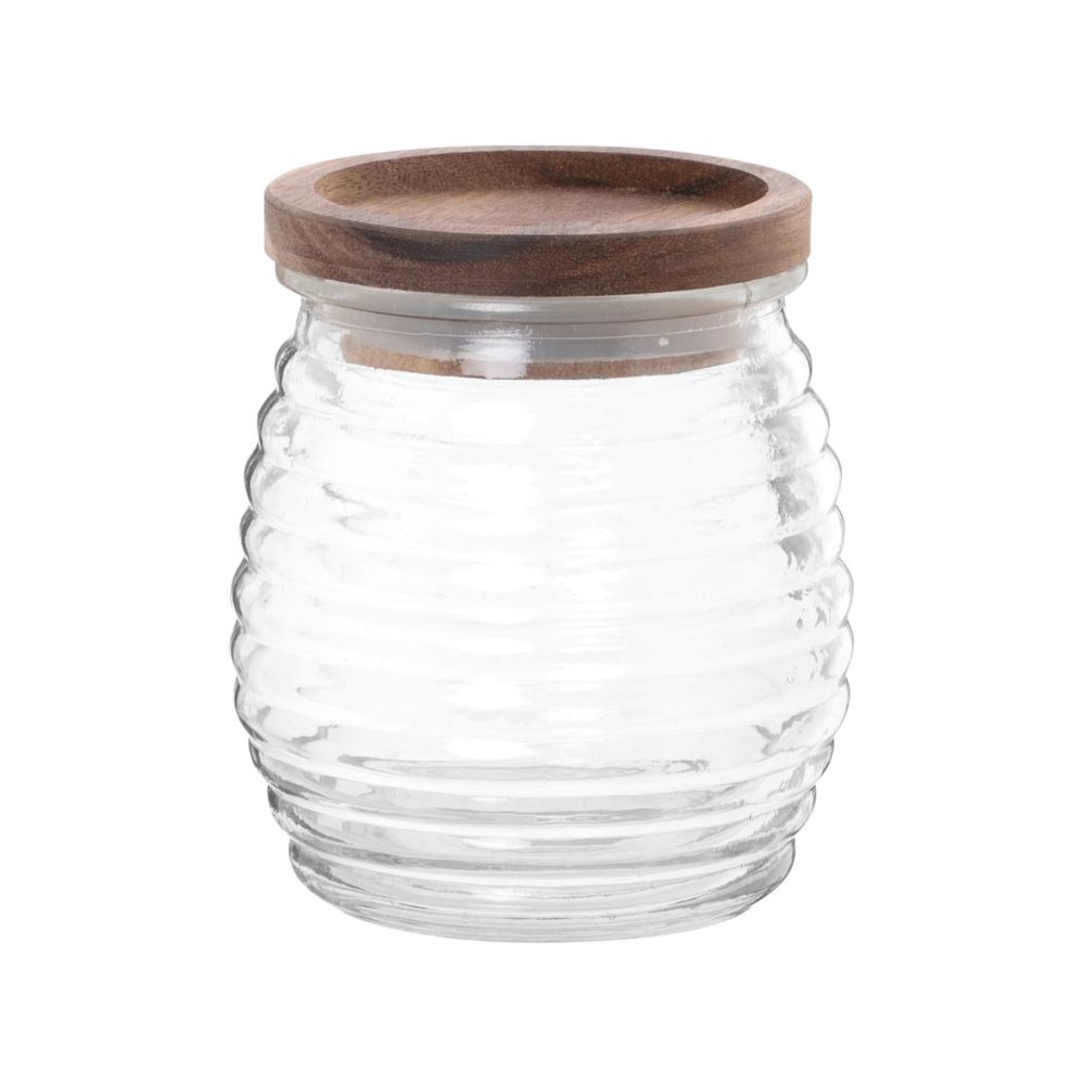 Bocal en verre avec couvercle en acacia (photo) Bocal en verre avec couvercle en acacia