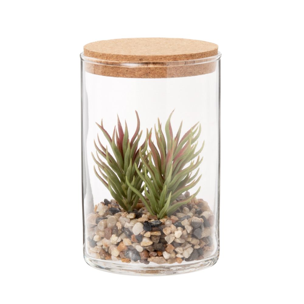 Bocal en verre avec plante artificielle (photo) Bocal en verre avec plante artificielle