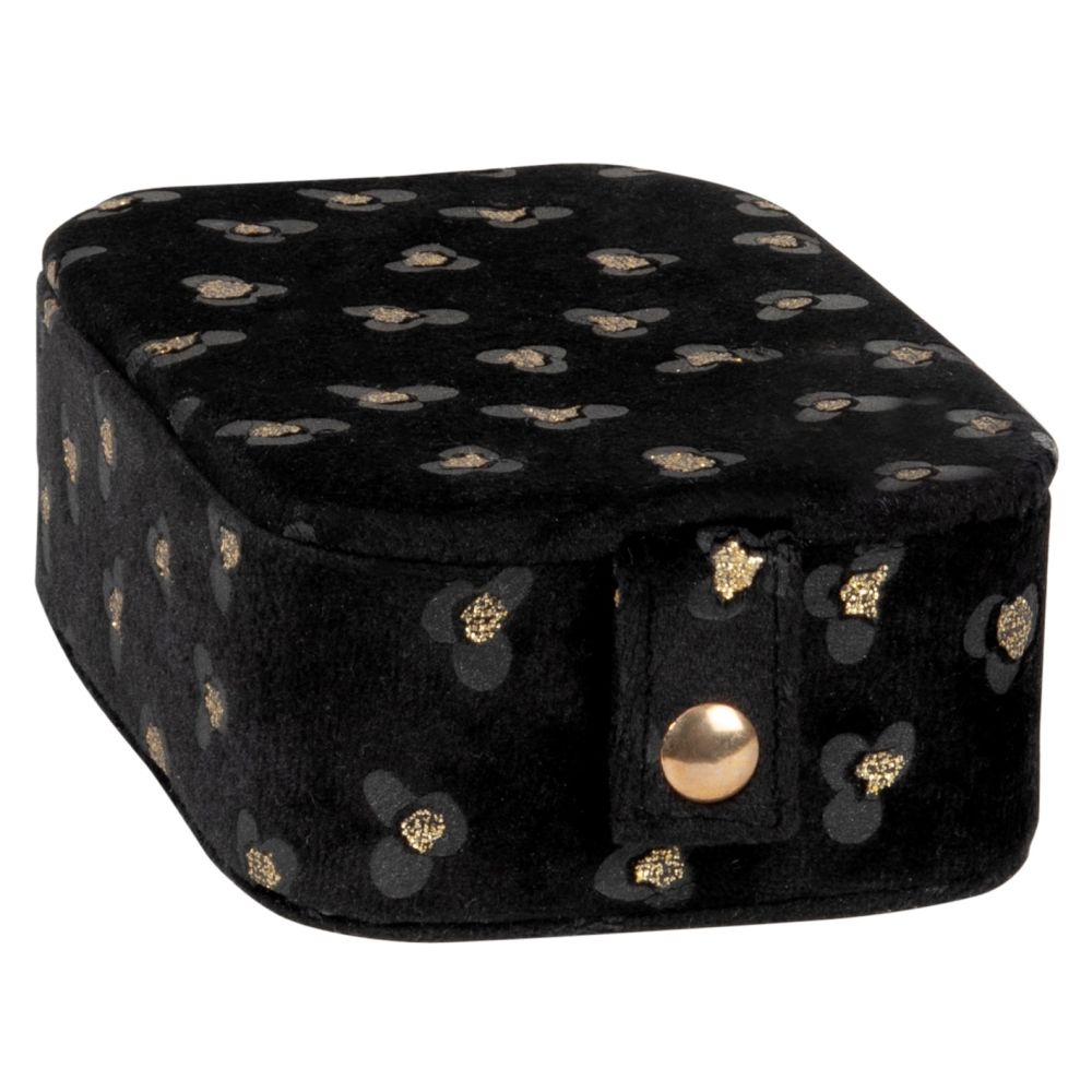 Boîte à bijoux noire et dorée à motifs Boîte à bijoux noire et dorée à motifs