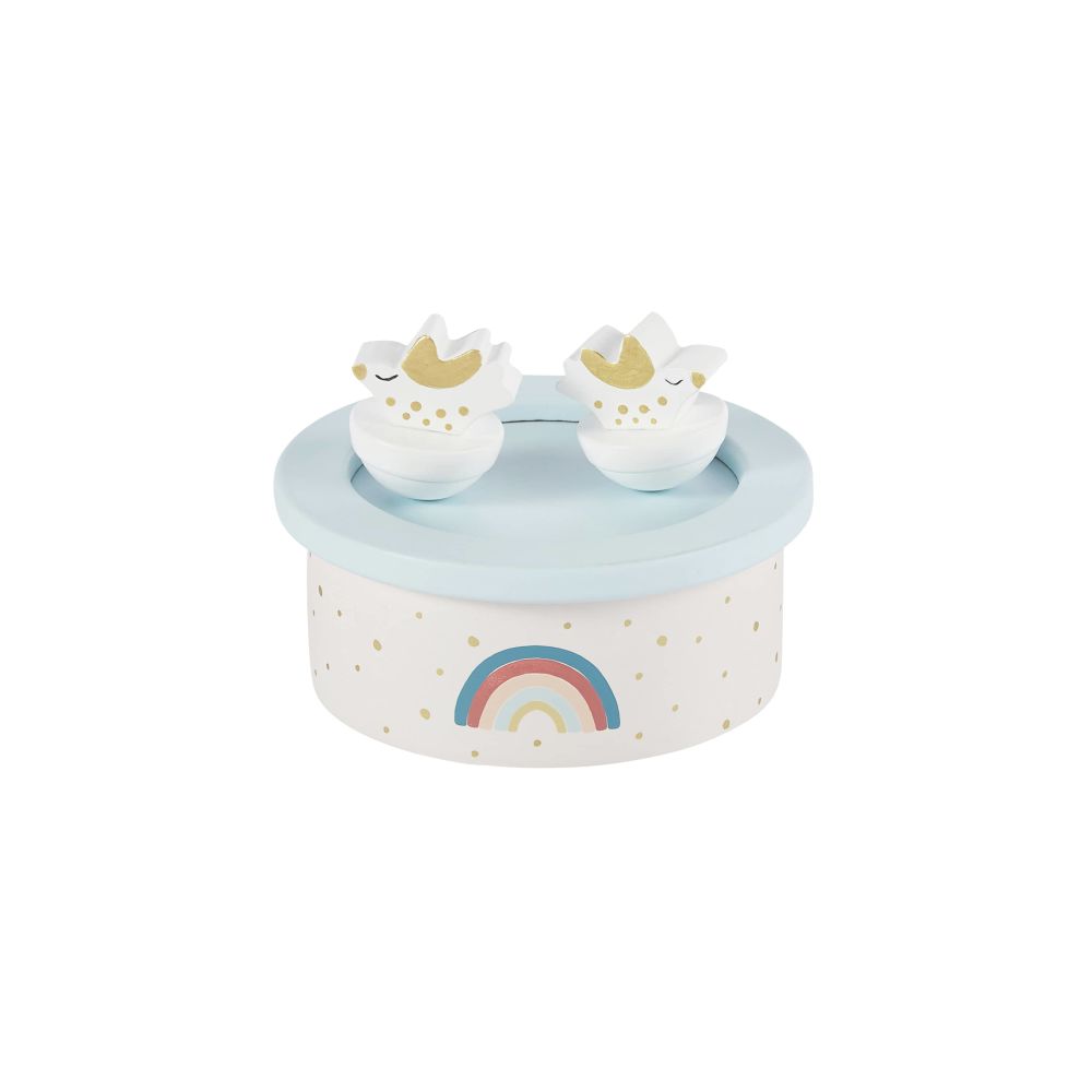 Boîte à musique oiseaux rose, bleue et dorée Boîte à musique oiseaux rose, bleue et dorée