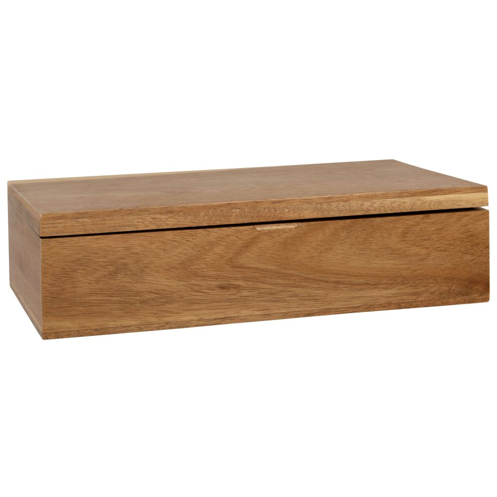 Boîte à thé en bois d'acacia marron Boîte à thé en bois d'acacia marron