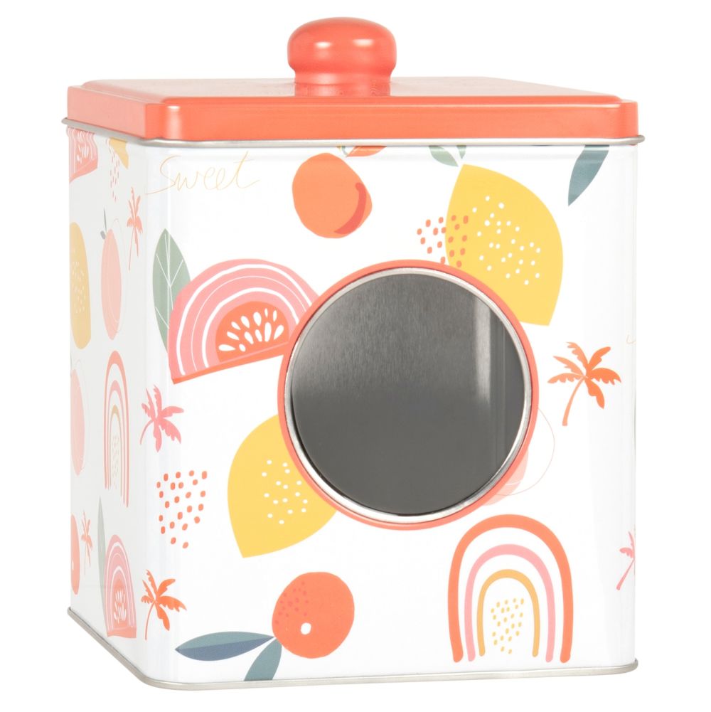 Boîte carrée motifs fruits multicolores (photo) Boîte carrée motifs fruits multicolores