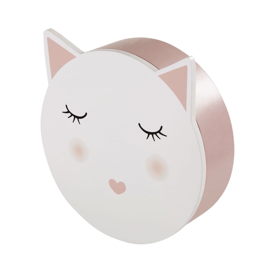 Boîte chat rose et blanche (photo) Boîte chat rose et blanche