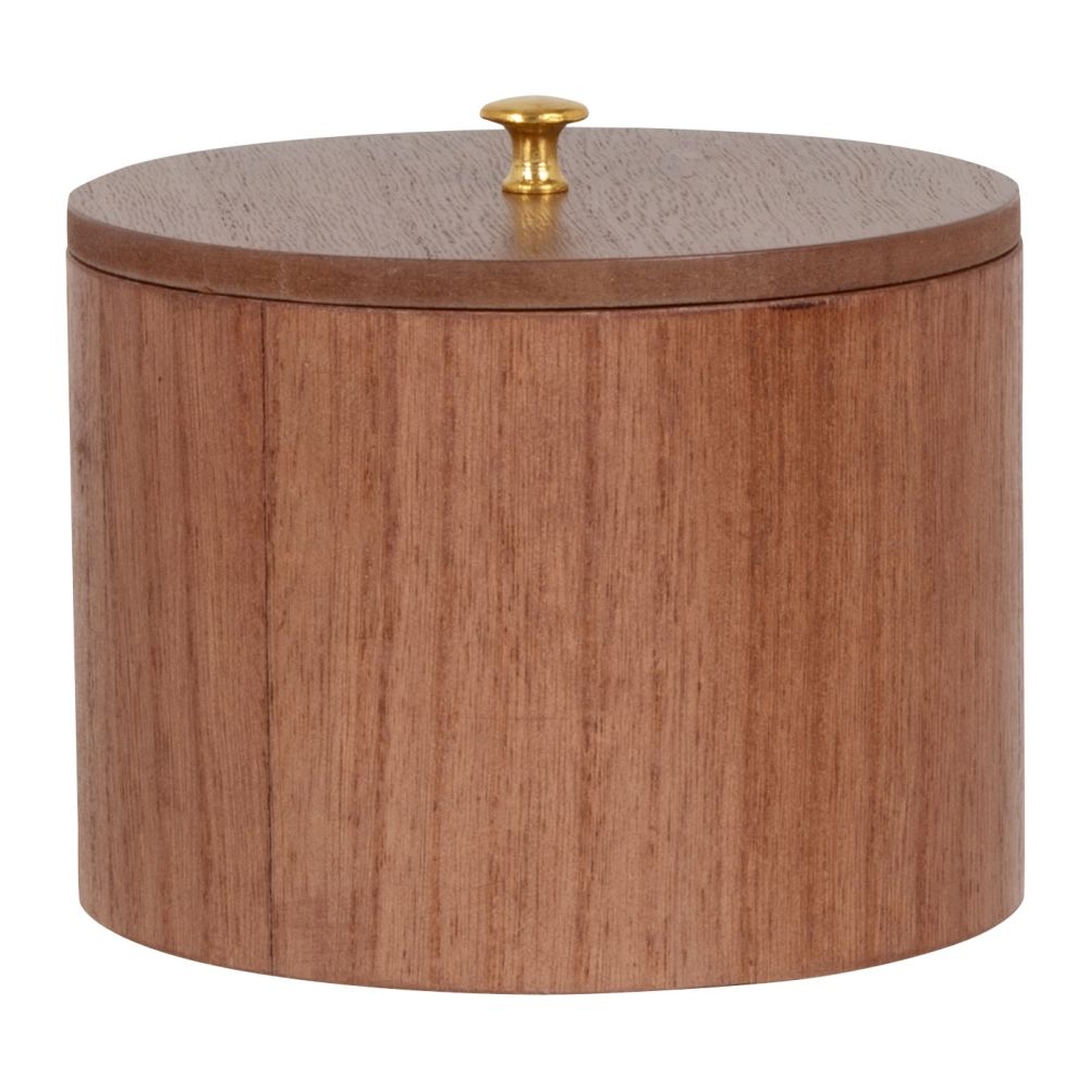 Boîte décorative en bois d'acacia avec couvercle et bouton doré