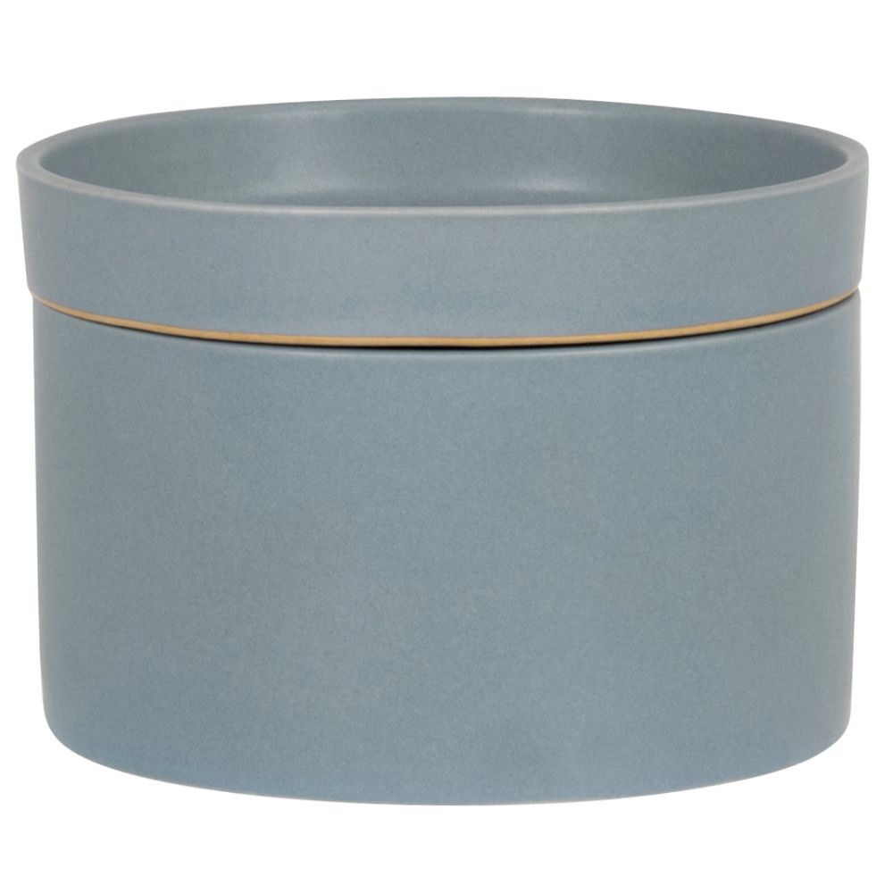 Boîte décorative en porcelaine bleu gris mat et liseré doré