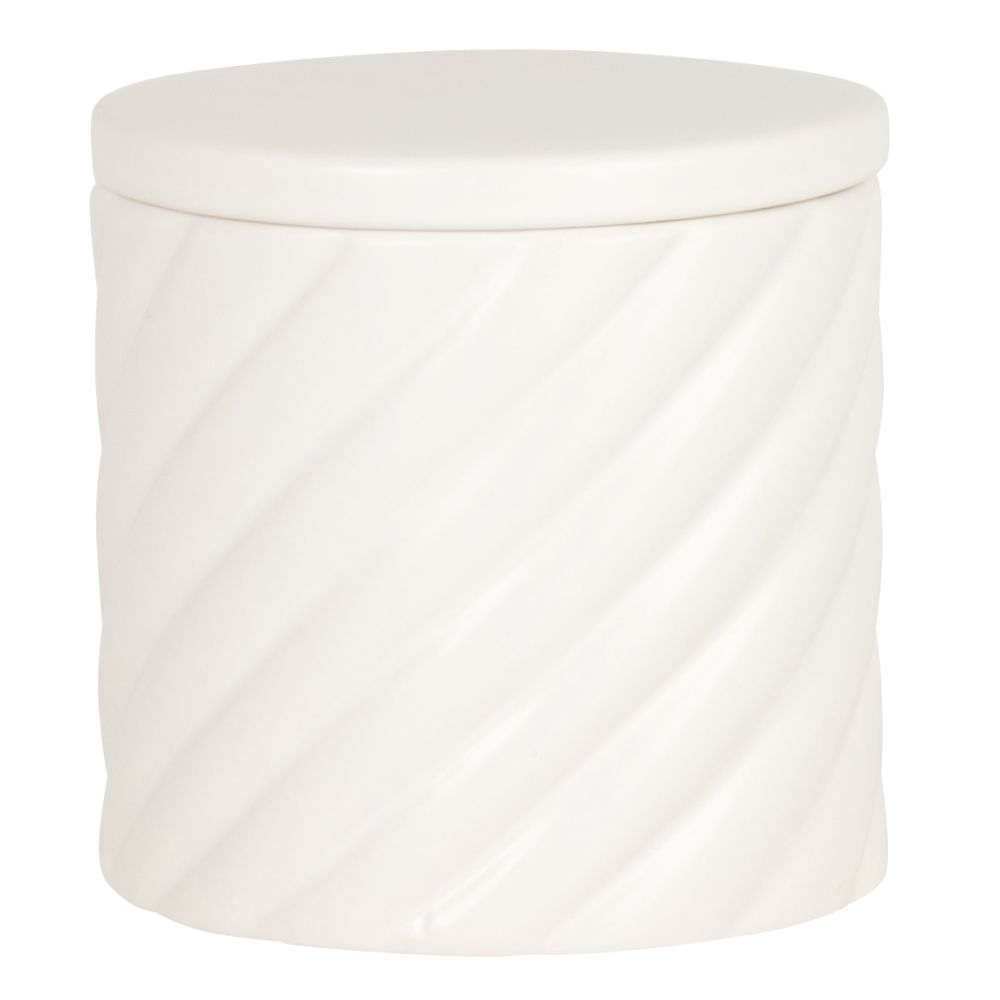 Boîte en céramique blanche torsadée avec couvercle Boîte en céramique blanche torsadée avec couvercle