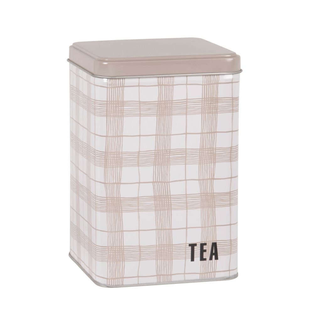 Boîte en métal beige, taupe et noir H15 Boîte en métal beige, taupe et noir H15