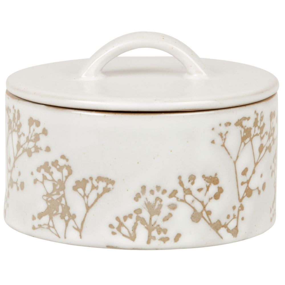 Boîte en porcelaine écrue gravée Boîte en porcelaine écrue gravée