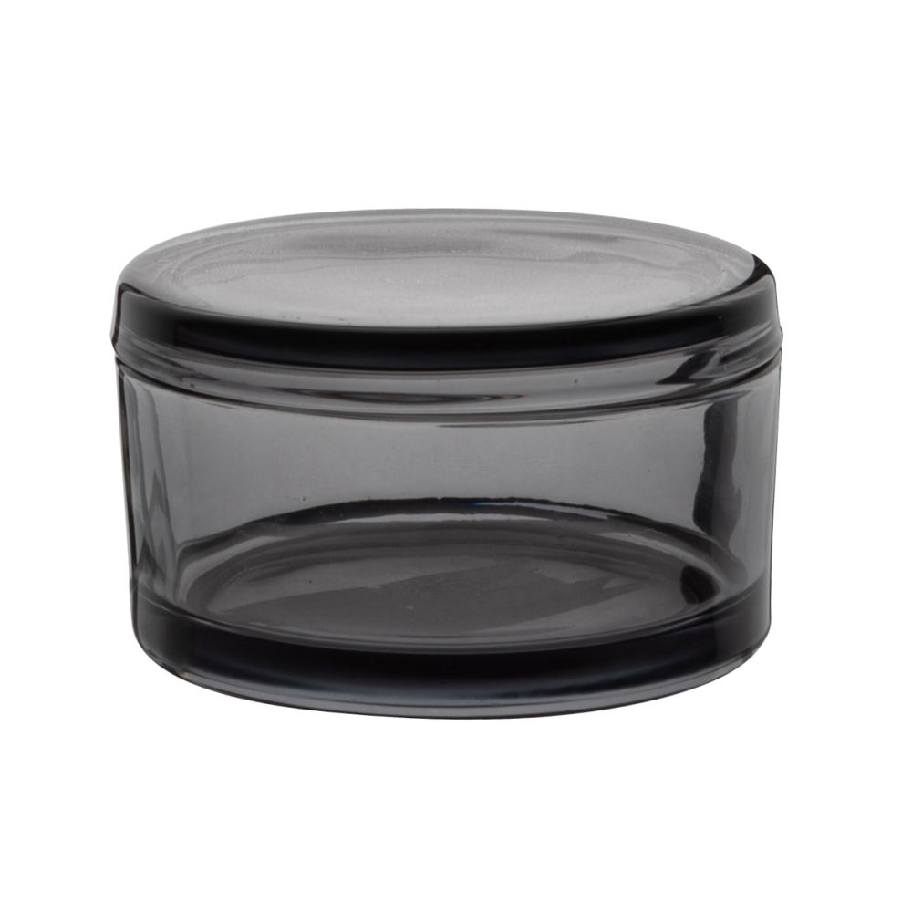 Boîte ronde en verre fumé noir