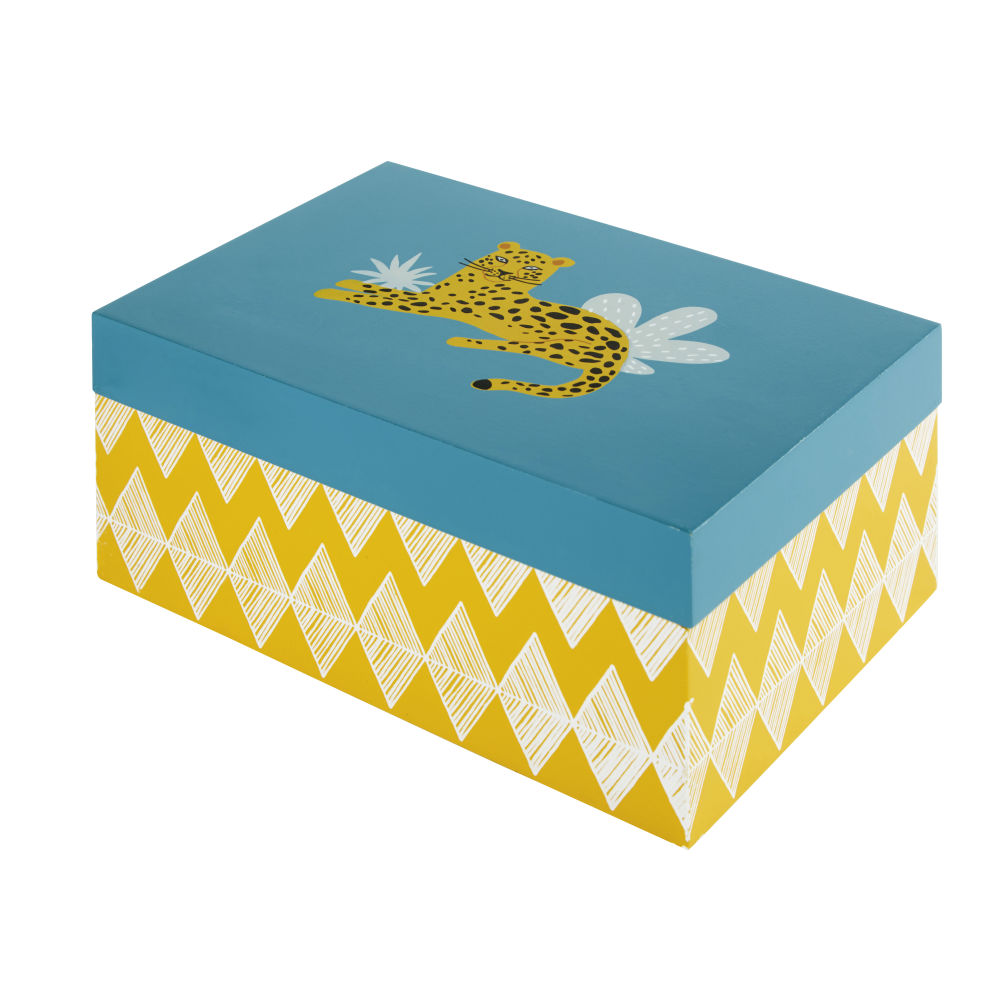 Boîte verte et jaune à motifs (photo) Boîte verte et jaune à motifs