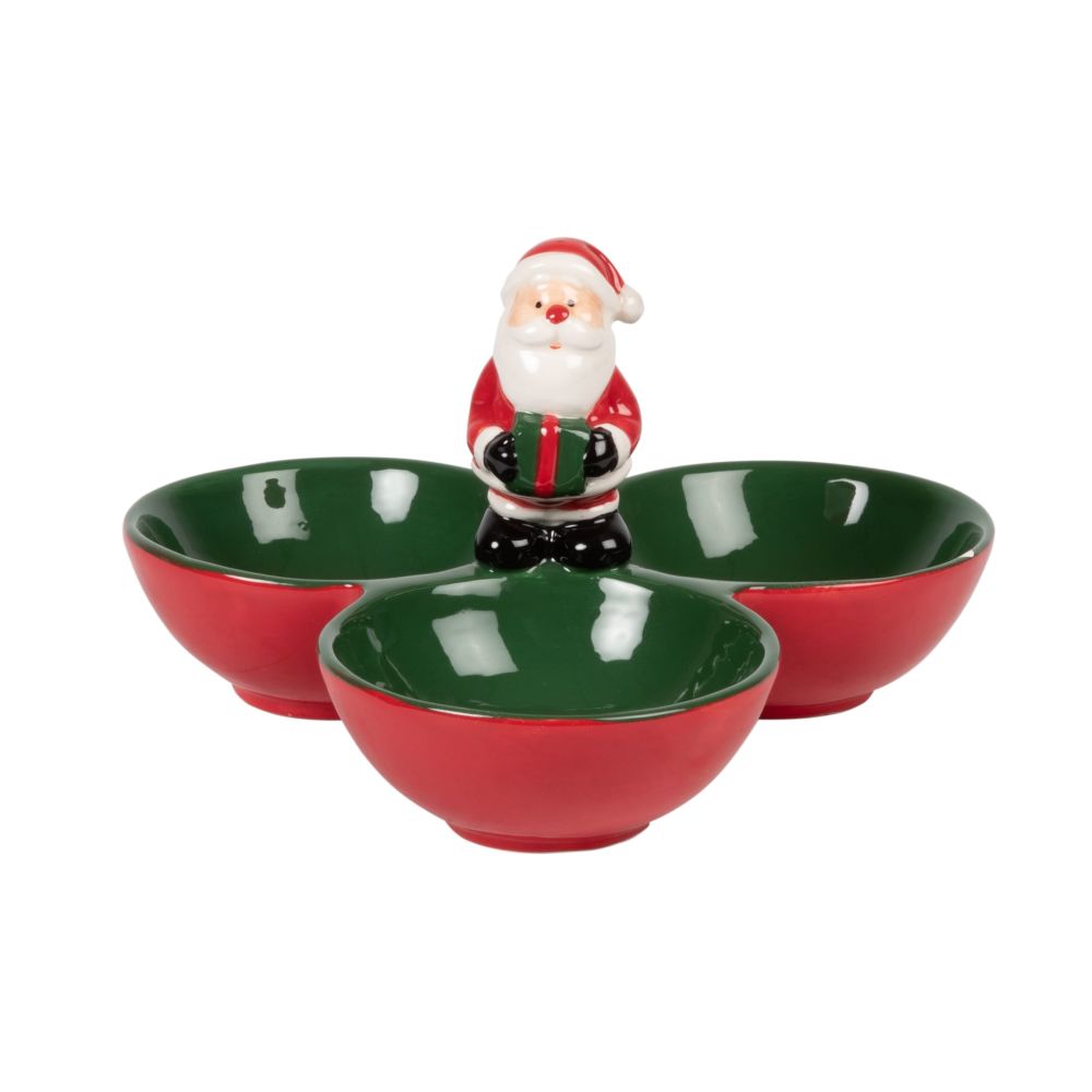 Bol apéritif Père Noël en faïence verte et rouge Bol apéritif Père Noël en faïence verte et rouge
