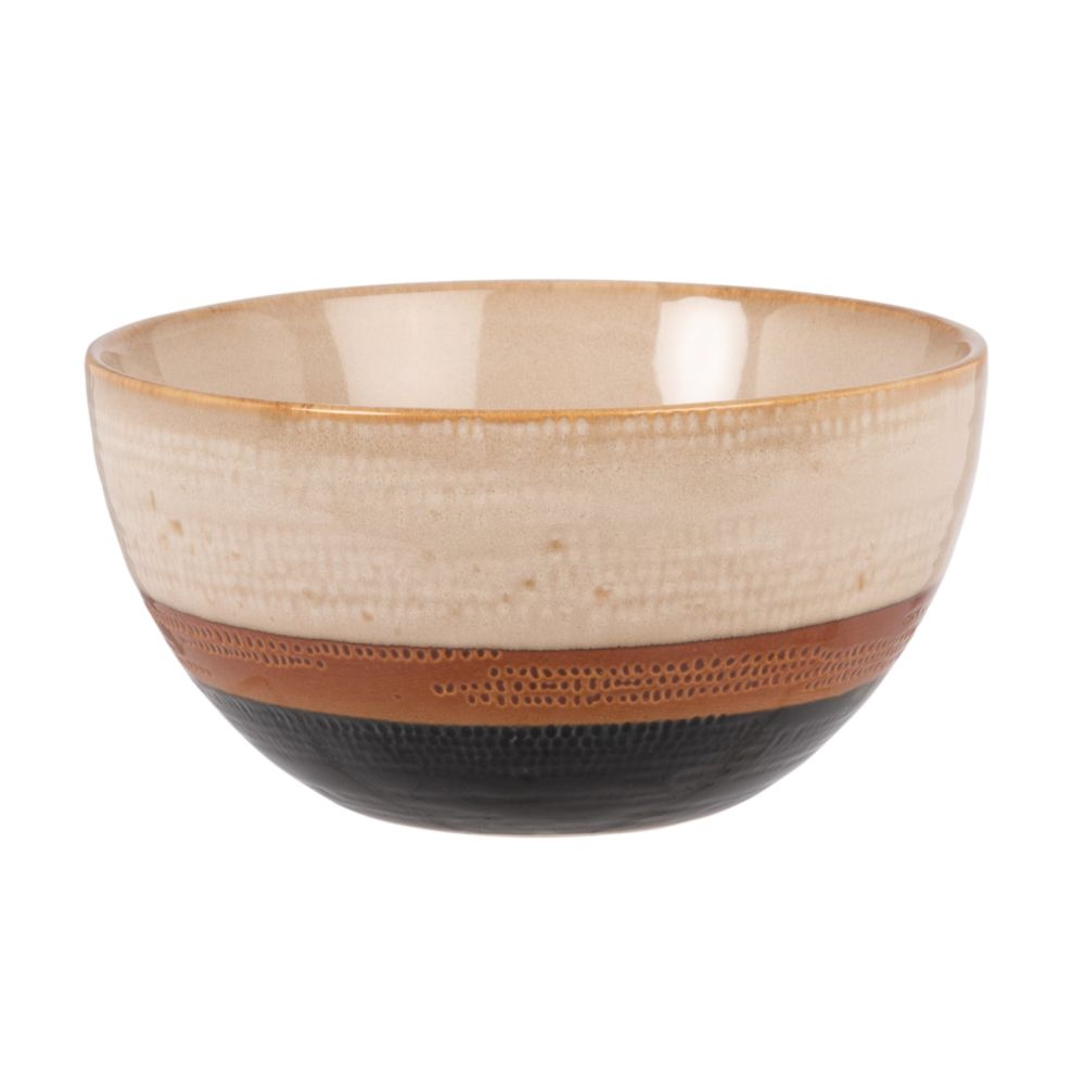 Bol en faïence beige, marron et gris anthracite Bol en faïence beige, marron et gris anthracite