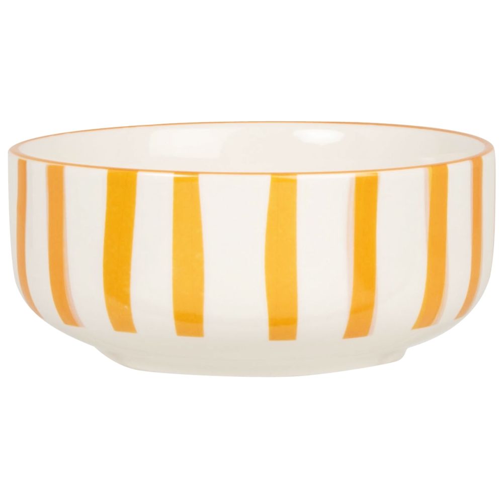 Bol en grès blanc motifs oranges Bol en grès blanc motifs oranges