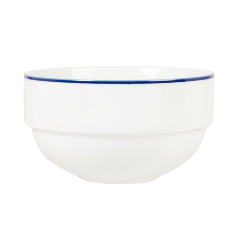 Bol en porcelaine blanche liseré bleu Bol en porcelaine blanche liseré bleu