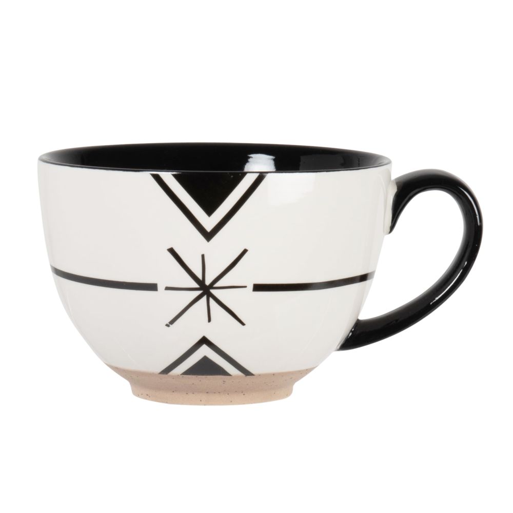 Bol en porcelaine ivoire motifs graphiques noirs Bol en porcelaine ivoire motifs graphiques noirs