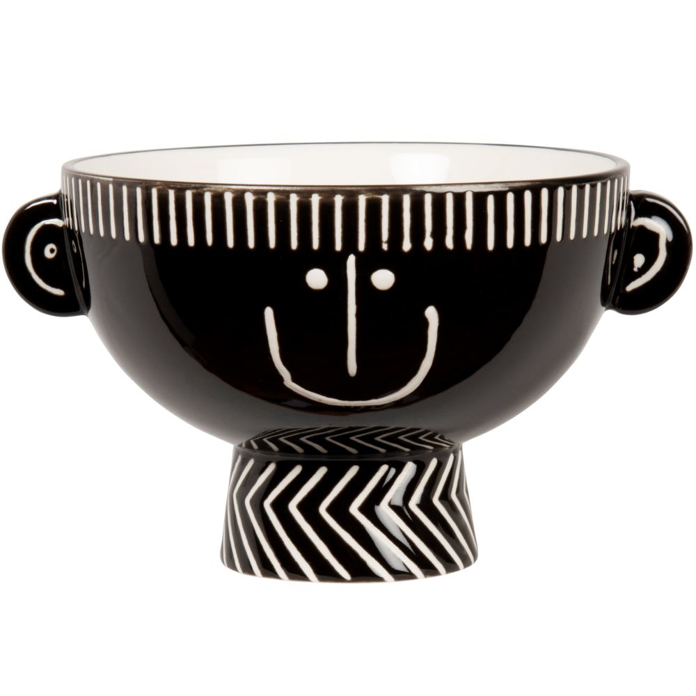 Bol en porcelaine noire et blanche motifs graphiques Bol en porcelaine noire et blanche motifs graphiques