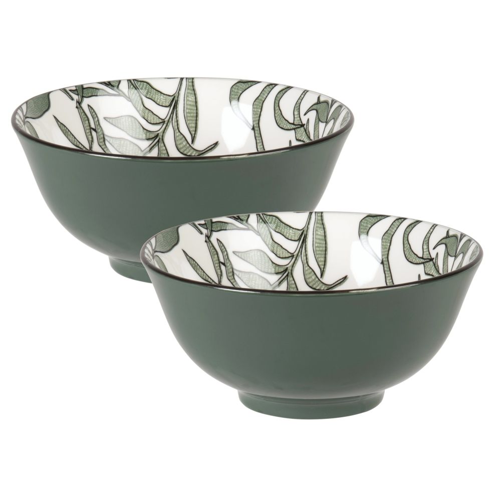 Bol en porcelaine verte motif végétal Bol en porcelaine verte motif végétal