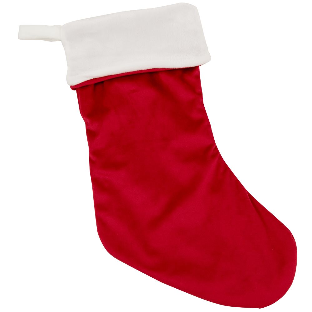 Botte de Père Noël effet velours rouge et blanche Botte de Père Noël effet velours rouge et blanche
