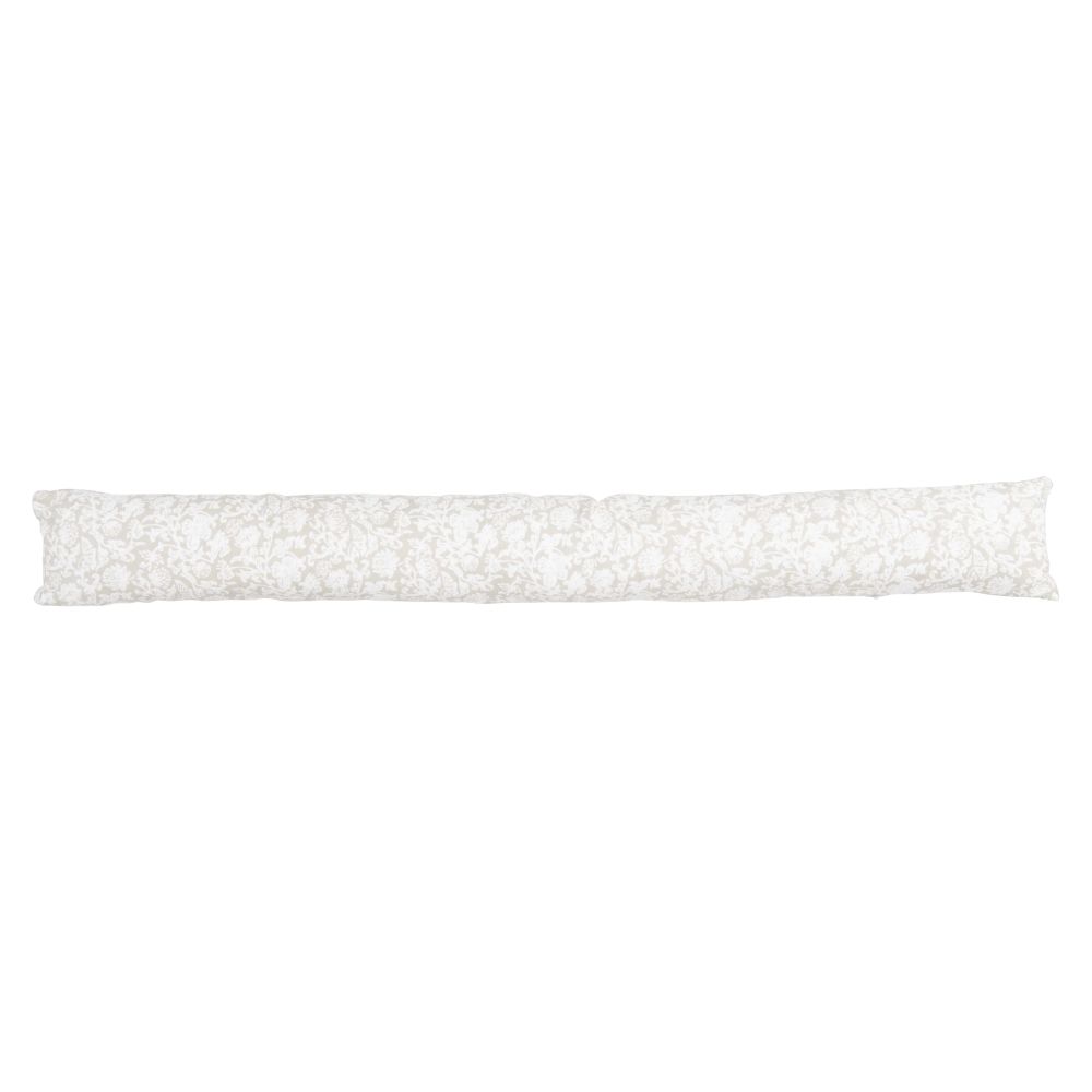 Boudin de porte en coton gris imprimé floral beige (photo) Boudin de porte en coton gris imprimé floral beige