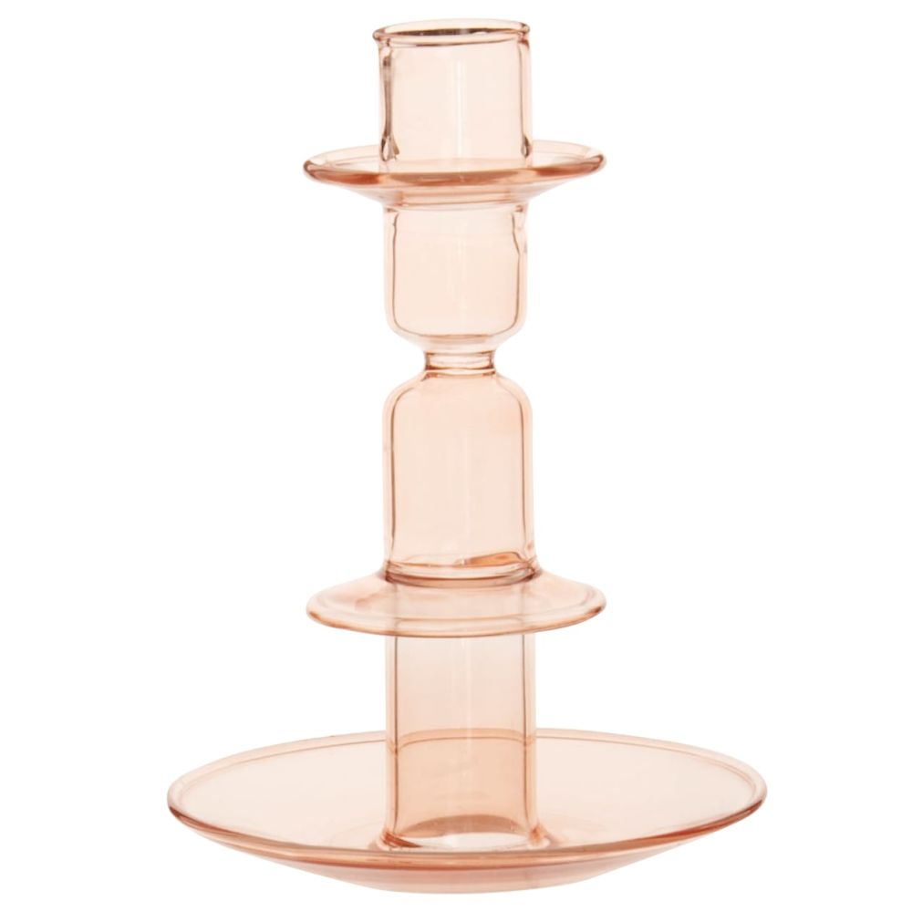 Bougeoir en verre rose Bougeoir en verre rose