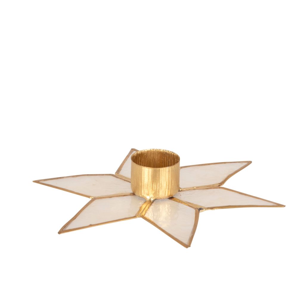 Bougeoir étoile en coquillage et métal doré Bougeoir étoile en coquillage et métal doré