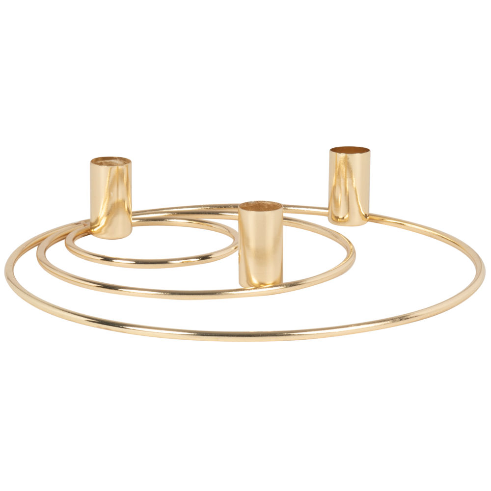 Bougeoir triple cercles en métal doré Bougeoir triple cercles en métal doré