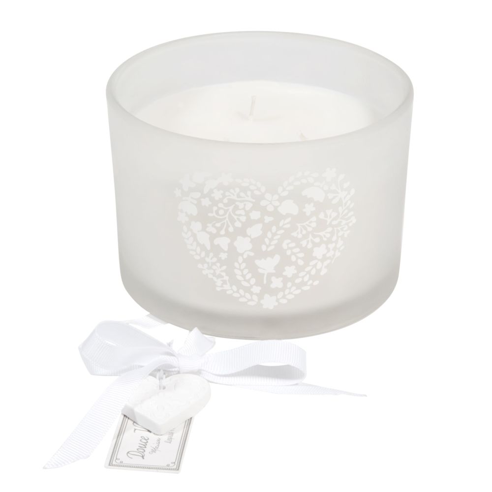 Bougie 3 mèches cœur blanche Bougie 3 mèches cœur blanche